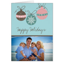 Christmas Ornaments Holiday Folded Card-blue