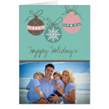 Christmas Ornaments Holiday Folded Card-teal