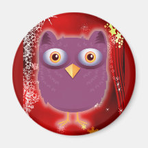 Christmas Owl Refrigerator Magnet
