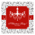 Christmas Party Chandelier Red Black White Invite