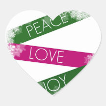 Christmas Peace, Love, Joy Snowflakes Stickers