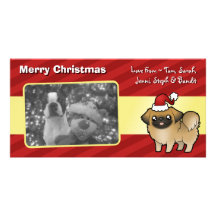 Christmas Pekingese (puppy cut) Photo Card