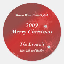 Christmas Personalised Wine Label Round Stickers