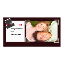 Christmas Photo Card Snowmans Hat Personalised