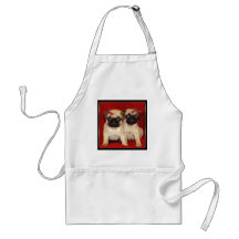 Christmas pug puppies aprons