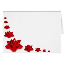 Christmas red bows on white greeting cards