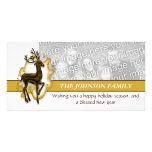 Christmas reindeer greeting gold PERSONALIZE Customised Photo Card