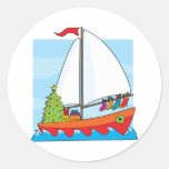 Christmas Sailing Round Sticker