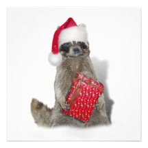 Christmas Santa Racoon Bandit Custom Invitations