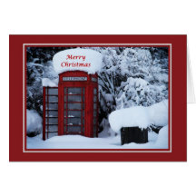 Christmas Snowy English Phone Box Card