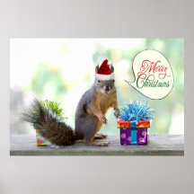 Christmas Squirrel with Christmas Presents Print