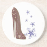 Christmas Stiletto Shoe Art and Star Snowflakes Drink Coaster