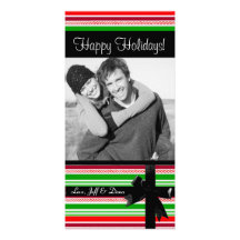 Christmas stripes photocard photo card template