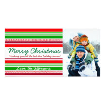 Christmas stripes photocard photo card template