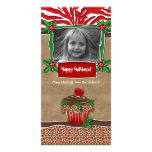 Christmas Template Cute Cupcake Zebra Leopard Customized Photo Card