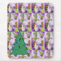 Christmas tree and Pink cute angels Mousepad