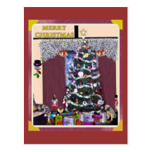 CHRISTMAS TREE AND PRESENTS POST CARD