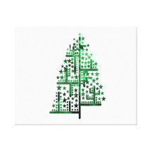 Christmas tree green of shapes mottled stretched canvas print