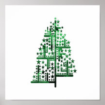 Christmas tree green of shapes mottled print