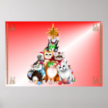 Christmas Tree Kittens Poster
