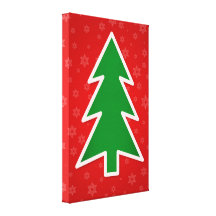 Christmas Tree on Red background Stretched Canvas Prints