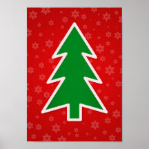 Christmas Tree on Red background Posters