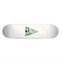 Christmas Tree Snowflakes Green Mottled Graphic Skateboard Deck