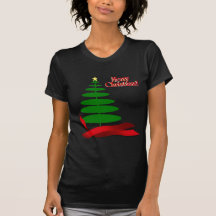 Christmas Tree with Red Ribbon Shirts