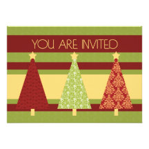 Christmas Trees Christmas Dinner Invitation Card