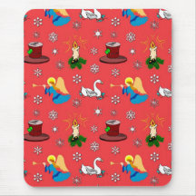 Christmas – White Swans & Brown Top Hats Mouse Mats