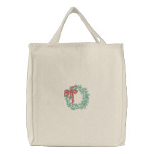 Christmas Wreath Embroidered Bag