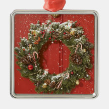 Christmas wreath hanging on a door christmas tree ornament