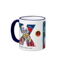 CHRISTMAS X LETTER / SANTA  WITH VIOLIN MONOGRAM COFFEE MUG