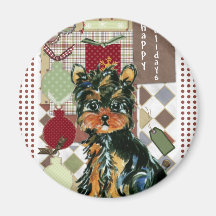 CHRISTMAS YORKIE FRIDGE MAGNETS
