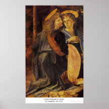 Christs Baptism In Detail by Leonardo Da Vinci Print