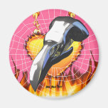 Chrome eagle skull design 2 with fire and web refrigerator magnet