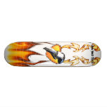 Chrome eagle skull design 2 with fire and web custom skate board