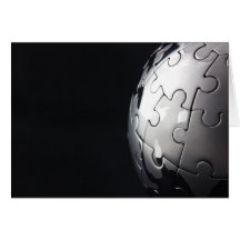 Chrome globe with black background greeting card