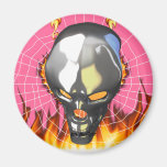 Chrome human skull design 2 with fire and web magnets