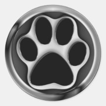 CHROME PAW PRINT ROUND STICKER