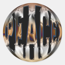CHROME PEACE ROUND STICKERS