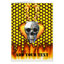 Chrome Skull and candy apple red honeycomb Greeting Card