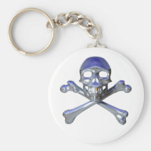 Chrome skull and crossbones keychains