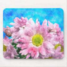 Chrysanthemum Mousepad in watercolor