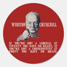 Churchill on Conservatives and Liberals Round Sticker