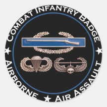 CIB Airborne Air Assault Round Stickers