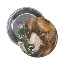 Cinnamon Grizzly Bear Pinback Button