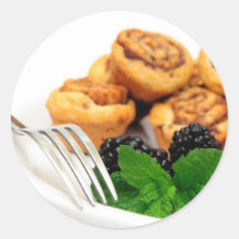 Cinnamon Rolls and Berries Round Stickers
