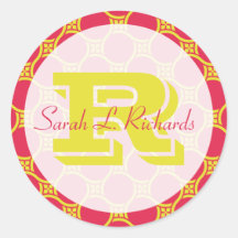 Circles Pattern Asian Style Address Label Sticker