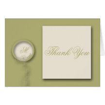 Circular Monogram Flowered Seal in Green and Creme Card